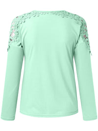 Full Size Cutout Round Neck Long Sleeve T-Shirt.