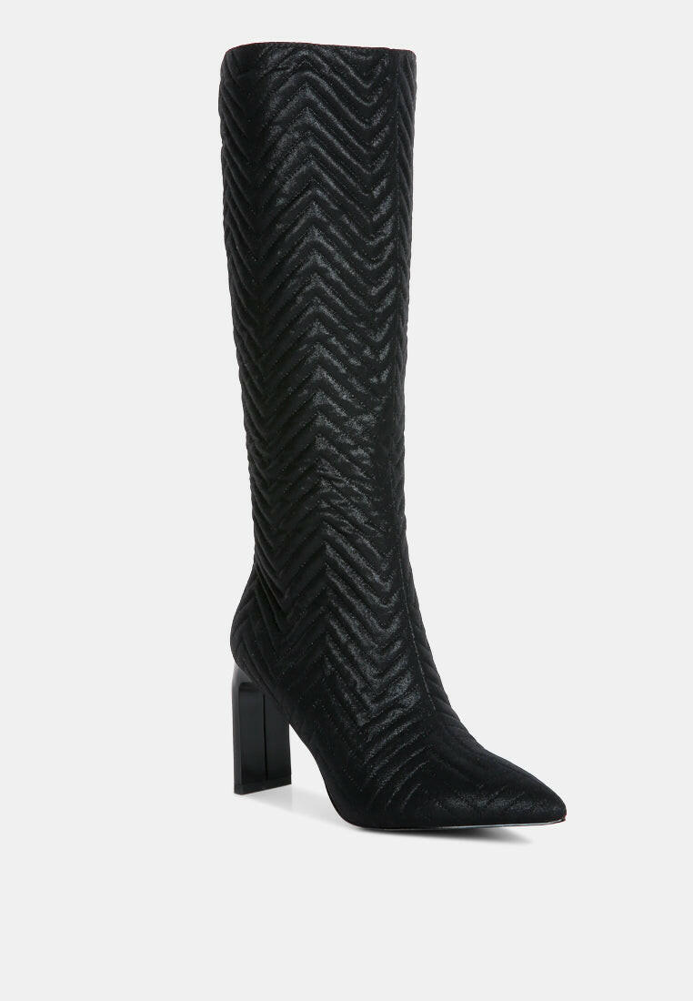 Prinkles Quilted Italian Block Heel Calf Boots.