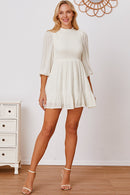 Frill Balloon Sleeve Ruffle Hem Mini Dress.