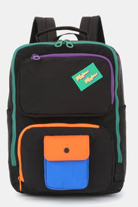 Himawari Contrast Nylon Backpack Bag with Handles.