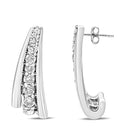 .925 Sterling Silver 0.50 Cttw Round Diamond Graduated Huggie Stud Earrings (I-J Color, I2-I3 Clarity).