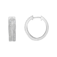 10K White Gold Diamond Hoop Earring (1/2 Cttw, I-J Color, I2-I3 Clarity).