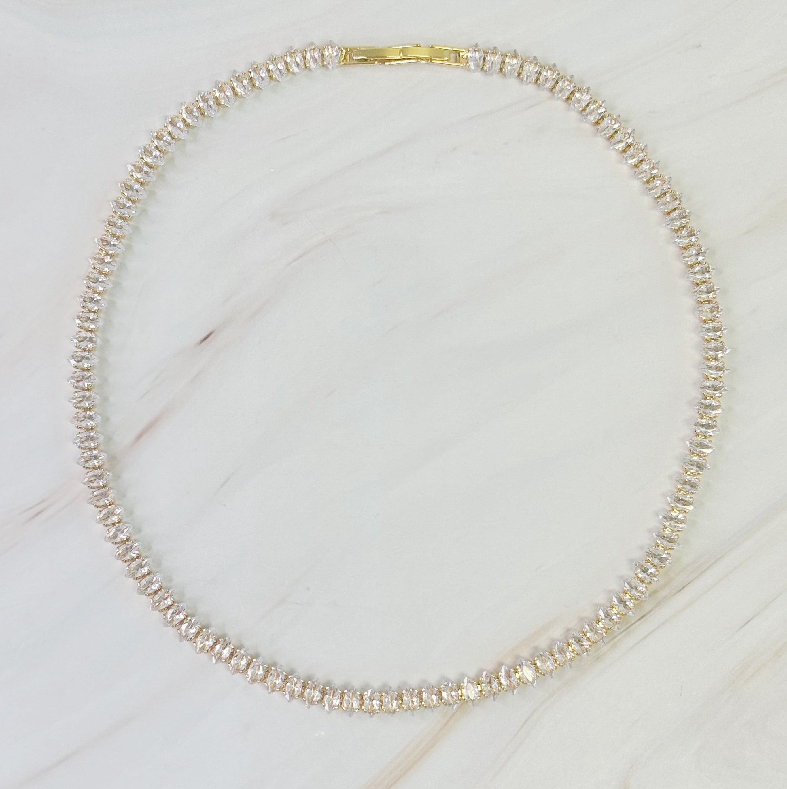 Marquise Cut Sparkle Tennis Necklace.