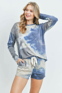 Tie Dye Top and Shorts Set With Self Tie