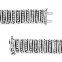 .925 Sterling Silver 8 1/2 Cttw Diamond 7 Row Chevron "S" Curved Link Tennis Bracelet (I-J Color, I1-I2 Clarity) - 7.25".