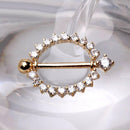 14Kt Yellow Gold Nipple Ring With Round CZ.