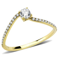 DA256 IP Gold(Ion Plating) Stainless Steel Ring With AAA Grade CZ in Clear