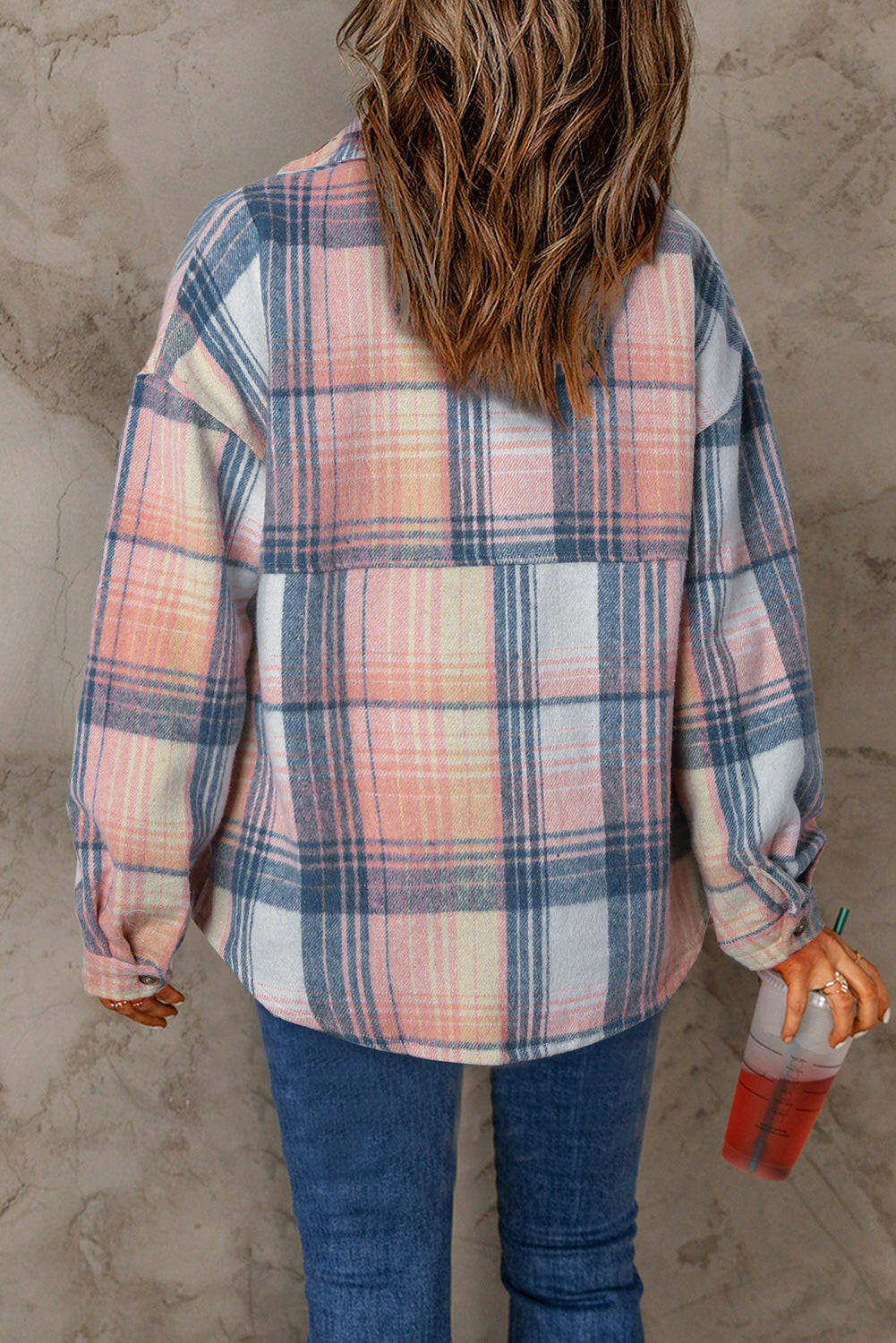 Addison Plaid Flap Pockets Shacket.