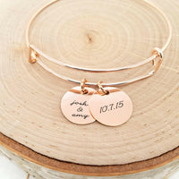 Personalized Silver Bangle - Anniversary Bracelet.