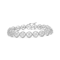 .925 Sterling Silver 1/2 Cttw Diamond Nested Circle Miracle Set Open Wheel 7.25" Fashion Link Bracelet (I-J Color, I3 Cl.