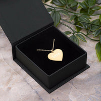 Love Engraved Silver Heart Necklace.