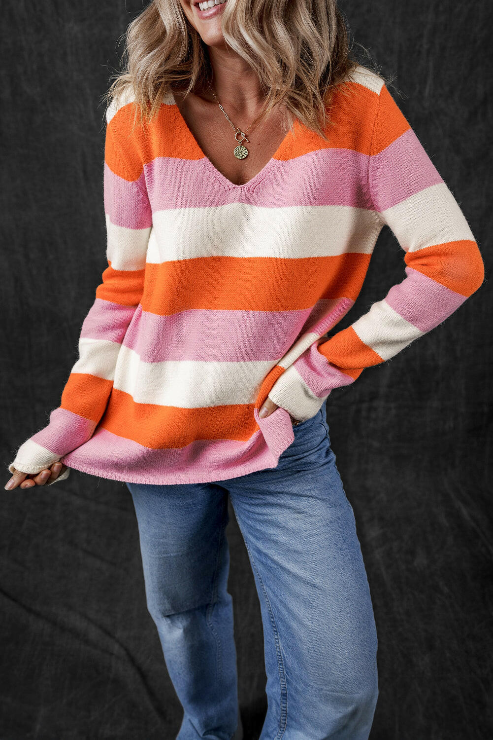 Laylani Stripe Casual Sweater.