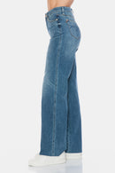 Judy Blue Full Size Tummy Control Cut Raw Hem Straight Jeans.