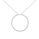 .925 Sterling Silver 4 Cttw Prong Set, Round-Cut Diamond Open Circle Hoop 18" Pendant Necklace (J-K Color, I1-I2 Clarity.