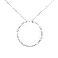 .925 Sterling Silver 4 Cttw Prong Set, Round-Cut Diamond Open Circle Hoop 18" Pendant Necklace (J-K Color, I1-I2 Clarity.