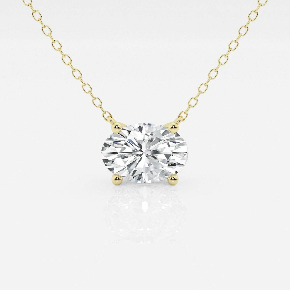 1.00 Ctw Oval Lab Grown Diamond Solitaire Pendant in White /Yellow