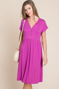 BOMBOM V-Neck Short Sleeve Dress.