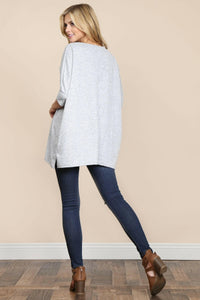 Two Tone Hacci Oversized Dropped Shoulder Pocket Tunic.