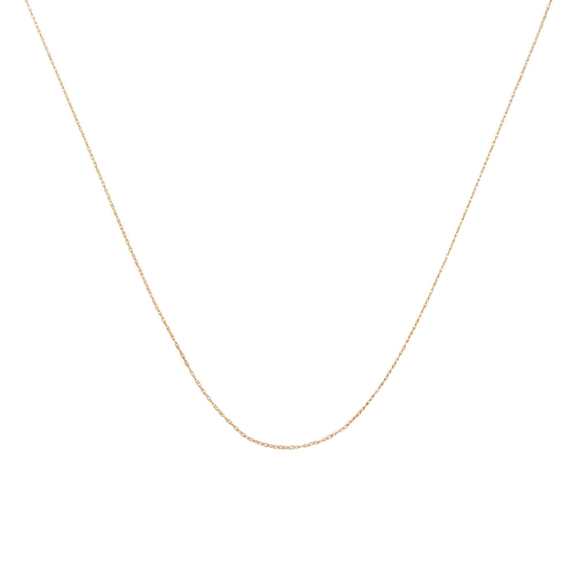 10K Gold 0.5 Mm Slender & Dainty Fine Rope Chain Necklace.