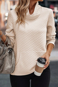 Textured Turtleneck Long Sleeve Sweatshirt.