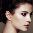 10K Gold Round and Baguette-Cut Diamond Hoop Earrings (I-J Color, I2-I3 Clarity).