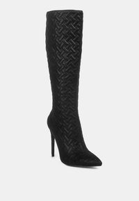 Tinkles Embossed High Heeled Calf Boots by Ruw.