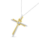 Espira 10K Two-Tone Yellow & White Gold Diamond-Accented Cross 18" Pendant Necklace (J-K Color, I2-I3 Clarity).