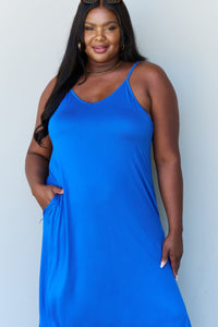 Ninexis Good Energy Full Size Cami Side Slit Maxi Dress in Royal Blue