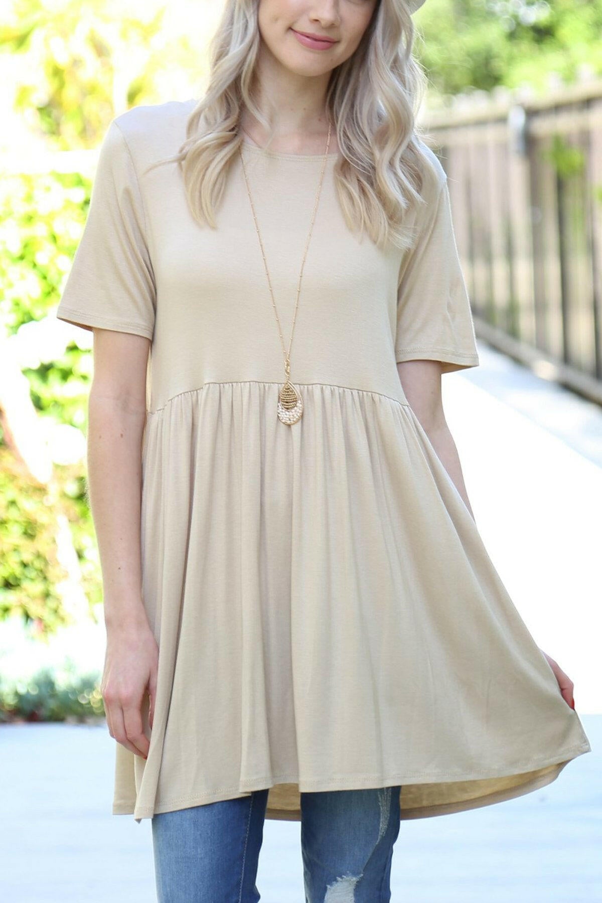 Short Sleeve Empire Waist Tunic