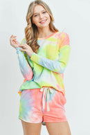 Tie Dye Top and Shorts Set With Self Tie.