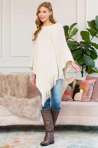 Asymmetric Fringe Poncho.