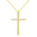 10K Yellow Gold 2.0 Cttw Round Brilliant Cut Diamond Cross Pendant Necklace With Box Chain (J-K Color, I2-I3 Clarity) -.