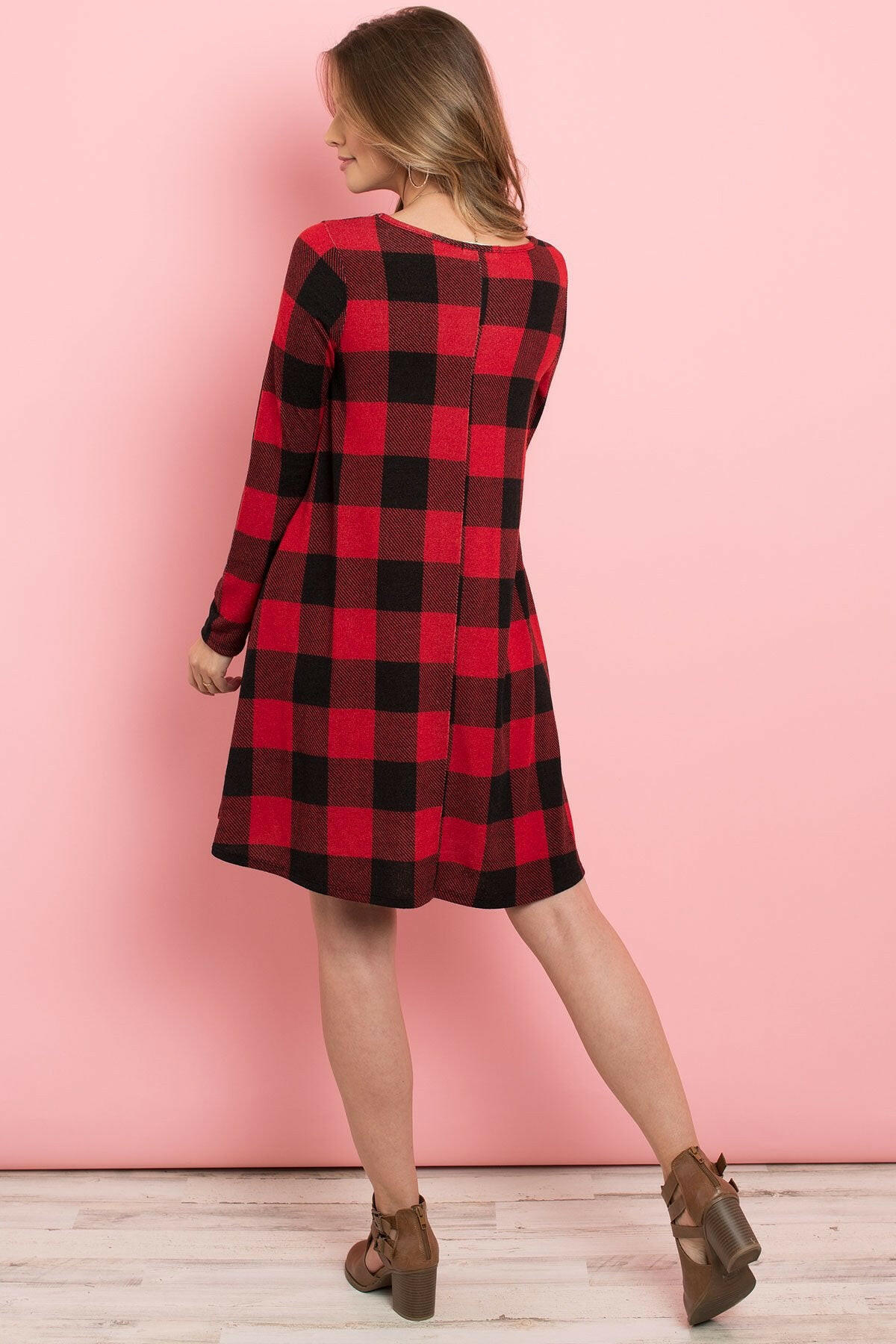 Long Sleeves Plaid Midi.