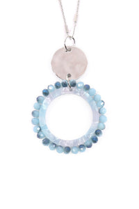 Myn1327 - Glass Beaded Hoop Pendant Necklace.