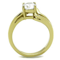 TK1702 Two-Tone IP Gold (Ion Plating) Stainless Steel Ring With AAA Grade CZ in Clear.