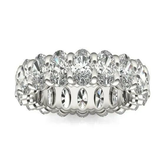 4 CTW Oval Lab Grown Diamond Couture Classic Eternity Ring 14K White Gold (G-Vs)