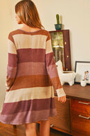 Long Sleeved Rib Stripe Pocket Dress.