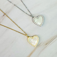 Shell Heart Locket Pendant Necklace.