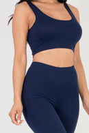 Solid Color Crop Tank Top & Biker Shorts Active Set (CAPELLA).