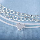 Bohemian Silver Heart Multi Chain Anklet Ankle Bracelet.