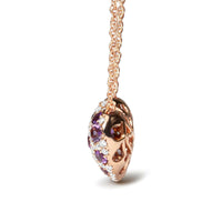 18K Rose Gold 3/4 Cttw Diamond and Purple Amethyst Cluster Heart Shape 18" Pendant Necklace (G-H Color, SI1-SI2 Clarity).