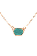 Druzy Hexagon  Necklaces With Stud Earrings