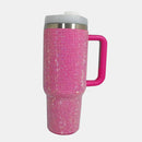 Rhinestone Stainless Steel Tumbler with Straw.