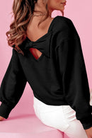 Bow Cutout Round Neck Long Sleeve Sweatshirt.