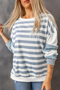 Elina Striped Pullover Sweatshirt.