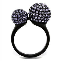 TK2285 IP Black(Ion Plating) Stainless Steel Ring With Top Grade Crystal in Multi Color.