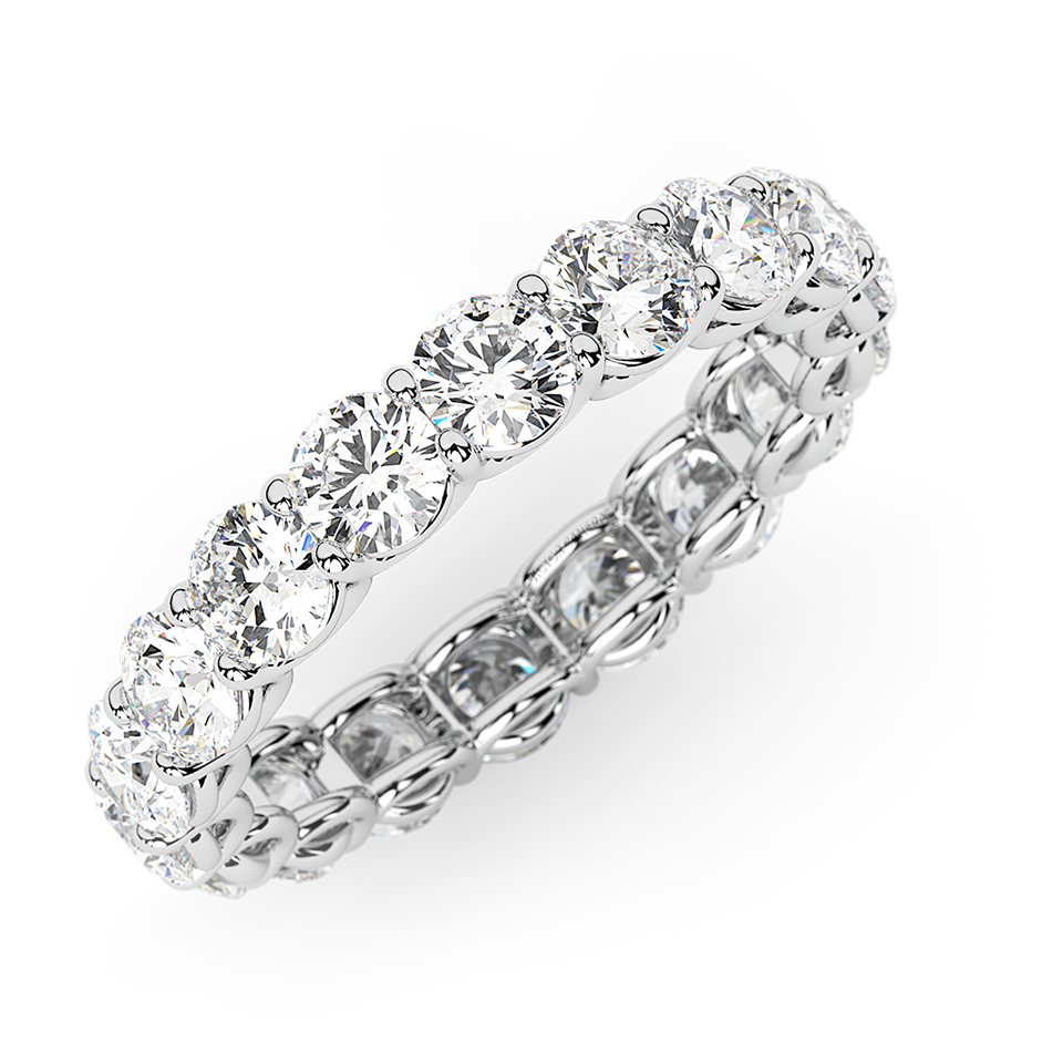 AGI Certified 2 CTW Round Lab Grown Diamond Eternity Band in 14K White Gold (F-Vs)