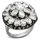 High Polished (No Plating) Stainless Steel Ring With AAA Grade CZ in Clear