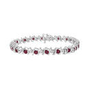 .925 Sterling Silver Lab-Grown Birthstone and 1/6 Cttw Round Diamond Tennis Bracelet (H-I Color, I1-I2 Clarity).