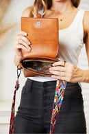 SHOMICO PU Leather Wide Strap Crossbody Bag.